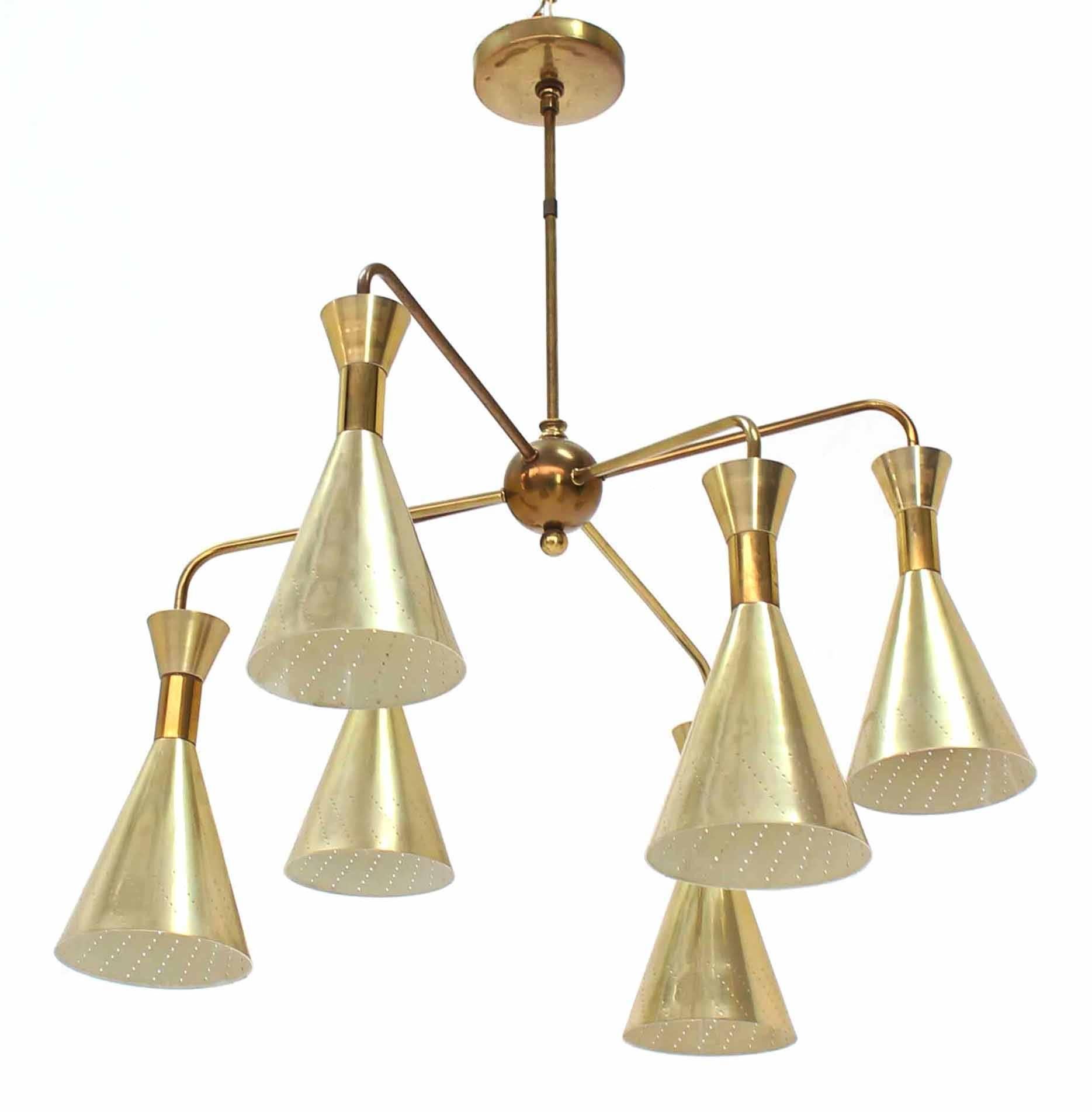 Mid-Century Modern Cone Shades Sputnik Style Chandelier Light Fixture For Sale