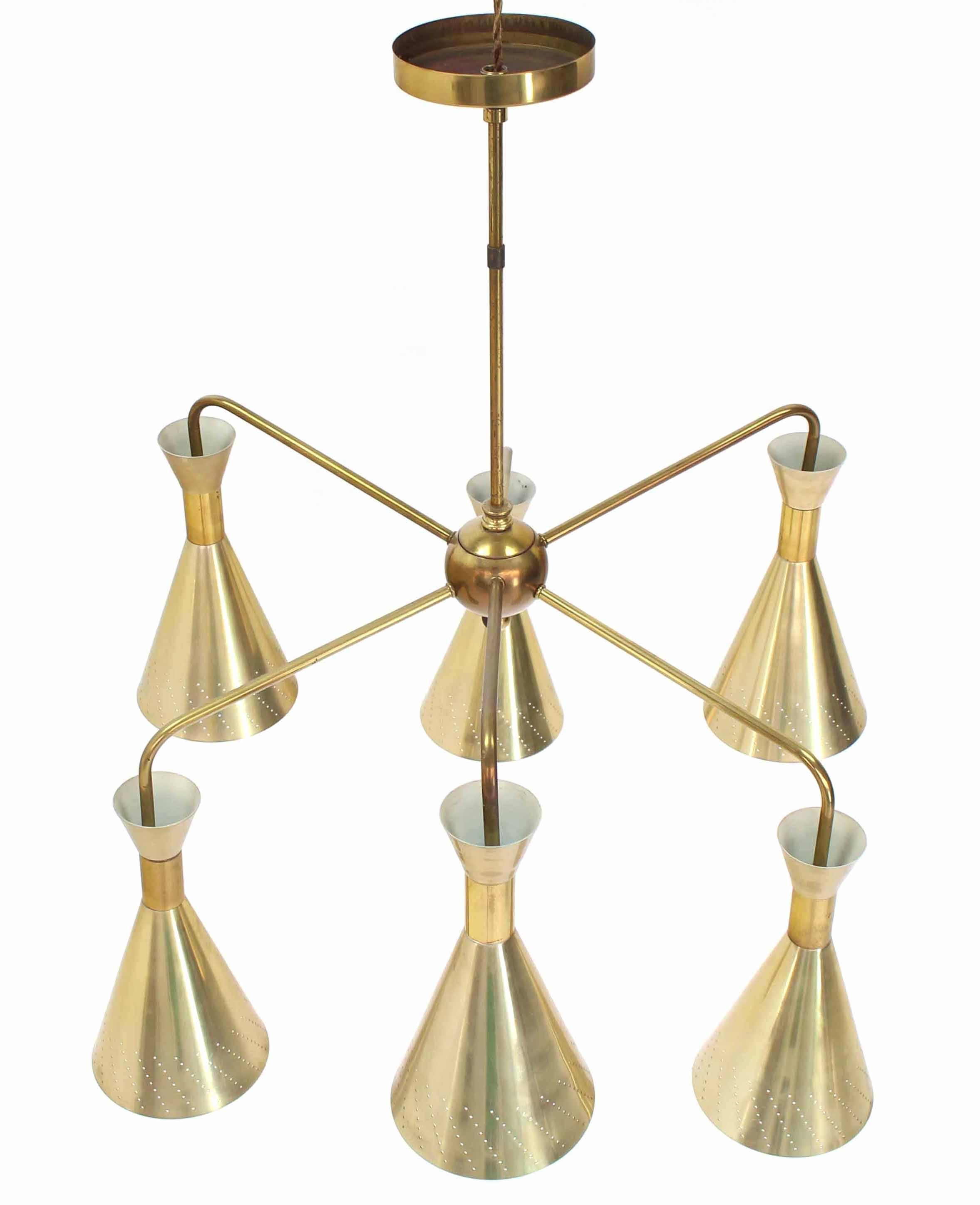 American Cone Shades Sputnik Style Chandelier Light Fixture For Sale
