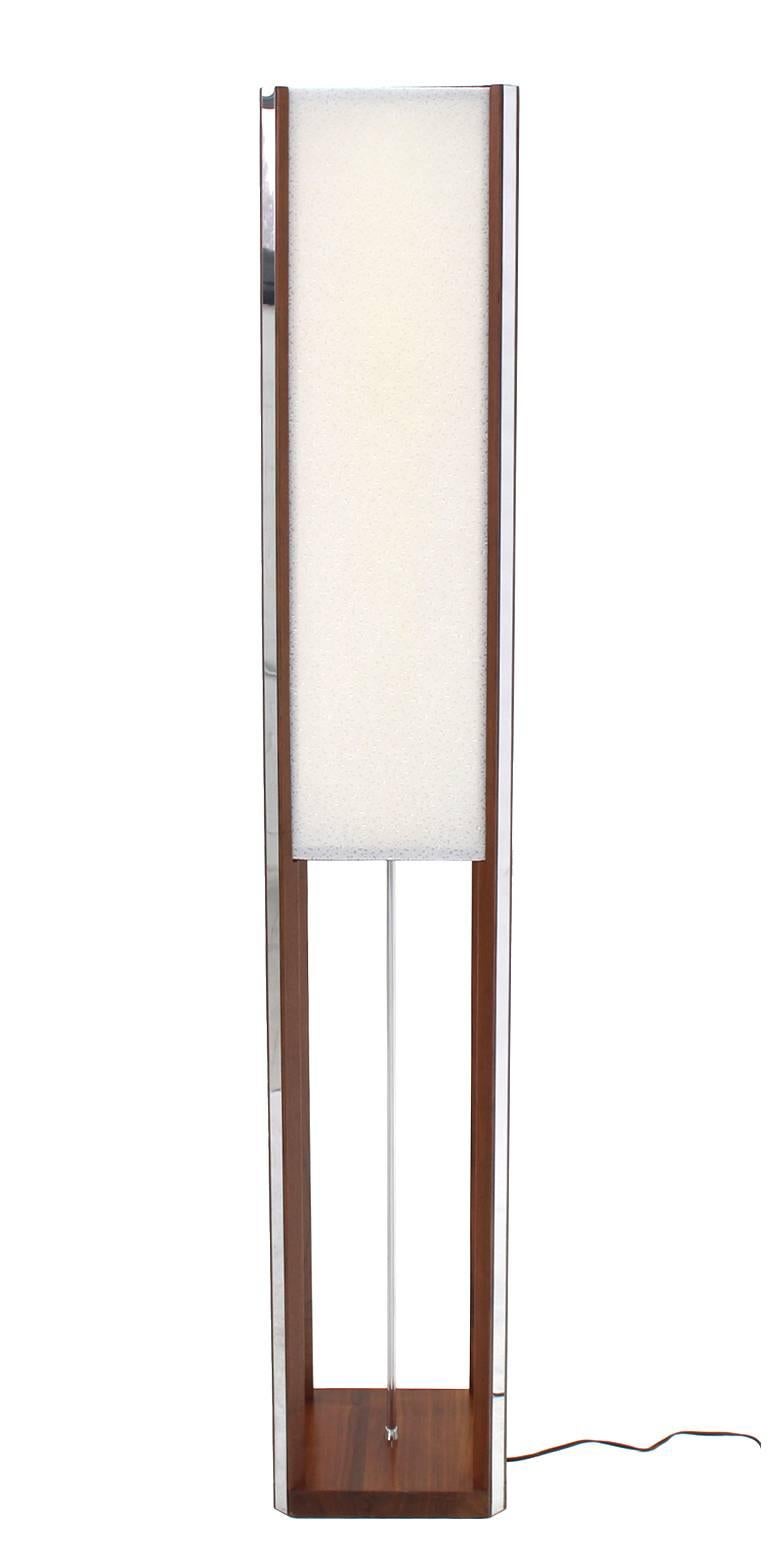 American Walnut Square Tower Shape Mid-Century Modern Floor Lamp For Sale