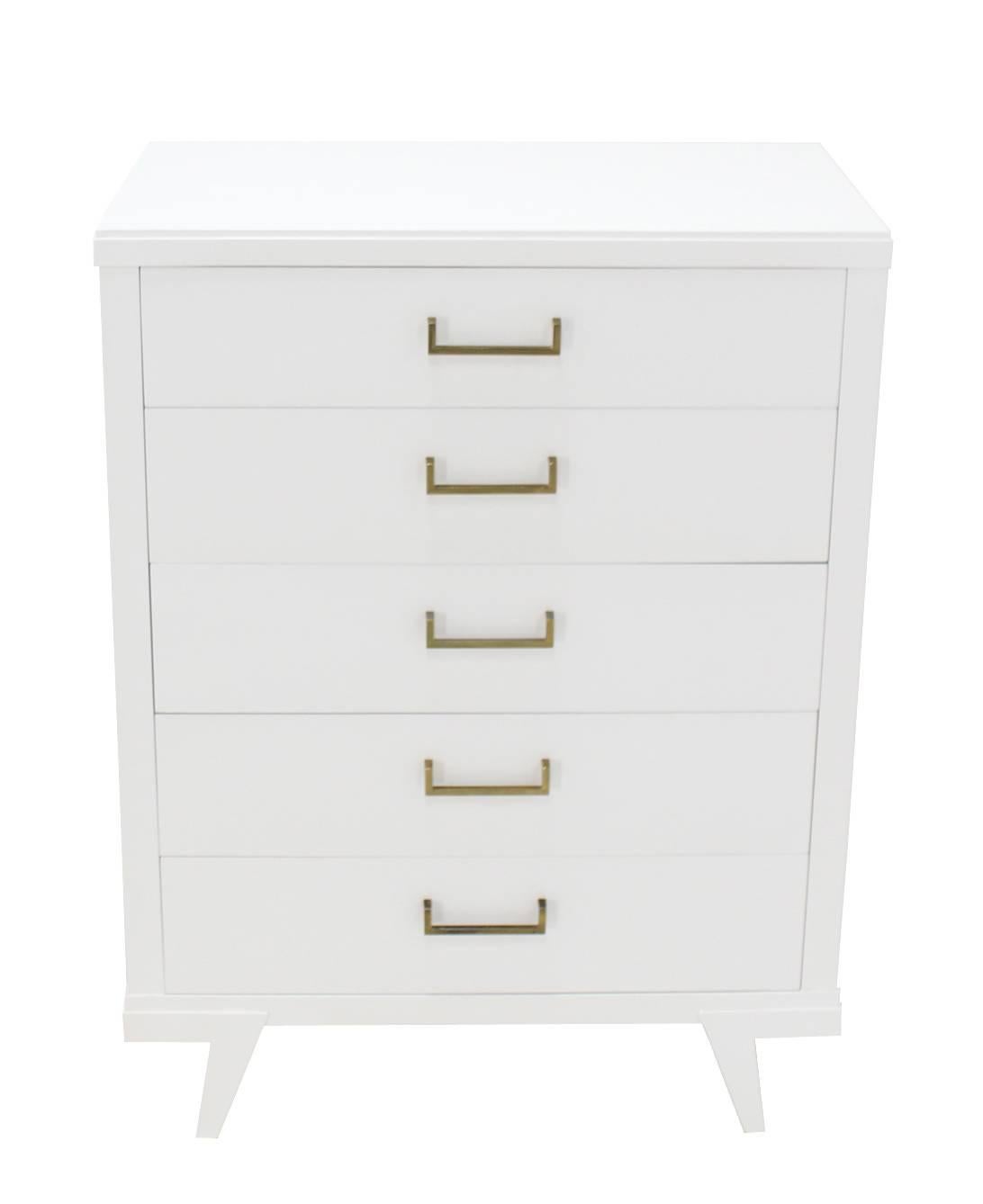 Mid-Century Modern White Lacquer Mid Century Modern High Chest