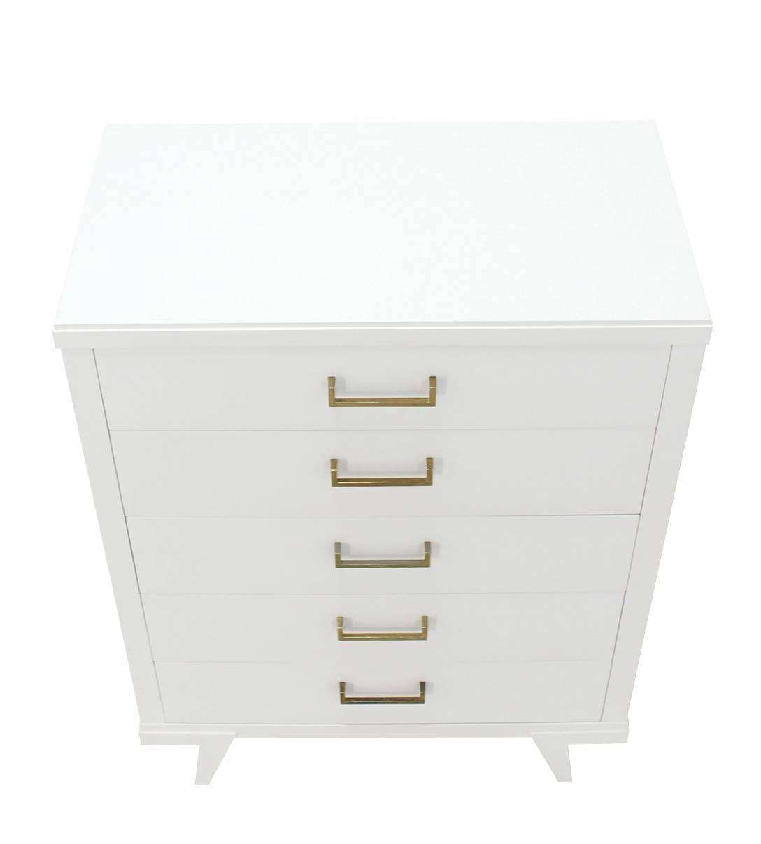 Lacquered White Lacquer Mid Century Modern High Chest
