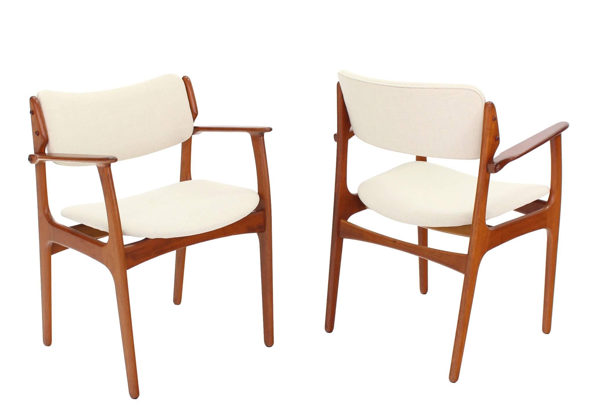 American Pair of Two Danish Mid Century Modern Arm Dining Chairs