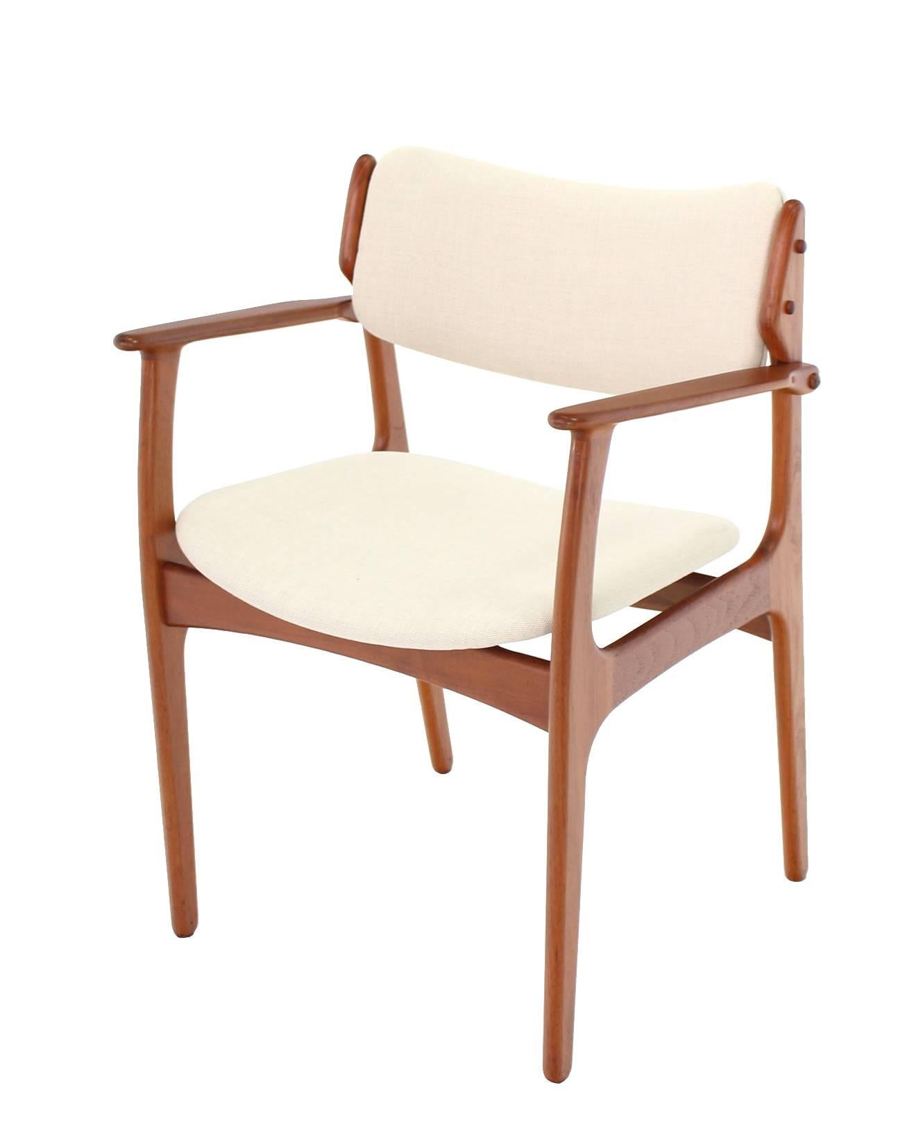Upholstery Pair of Two Danish Mid Century Modern Arm Dining Chairs