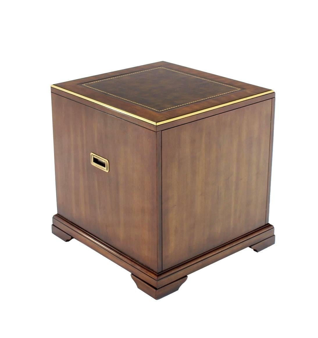 Three Drawer Campaign Style Three-Drawer Chest Occasional Cabinet Stand Table For Sale 3