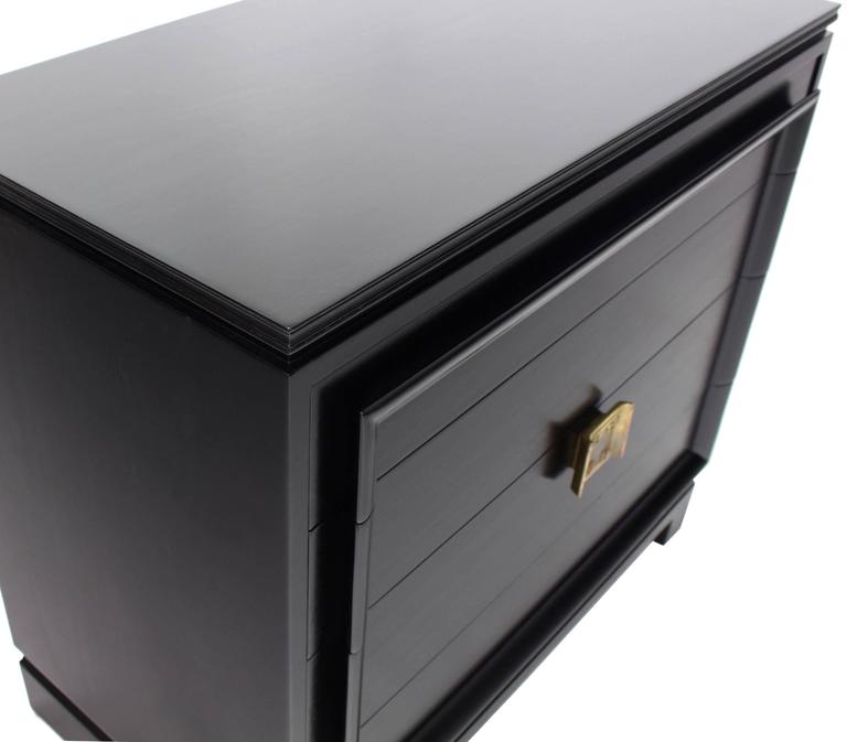 Black Lacquer Four Drawer Bachelor Chest For Sale at 1stDibs
