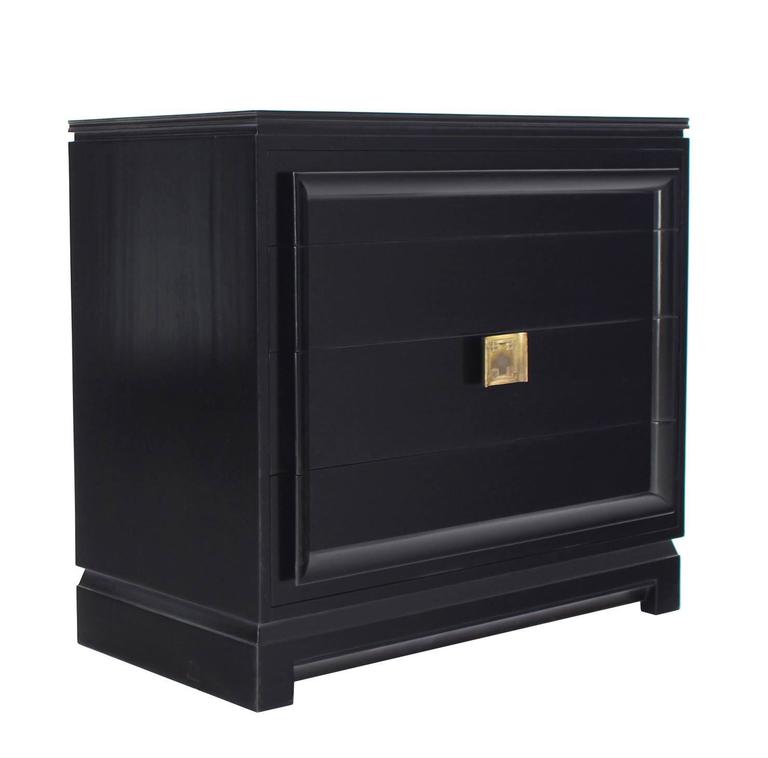 Black Lacquer Four Drawer Bachelor Chest For Sale at 1stDibs
