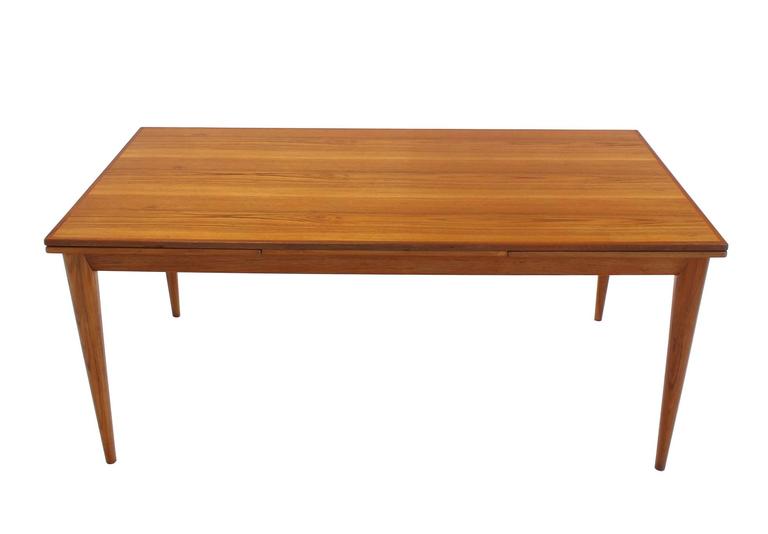 Large Heavy Tapered Legs Danish Modern Teak Table For Sale at 1stDibs