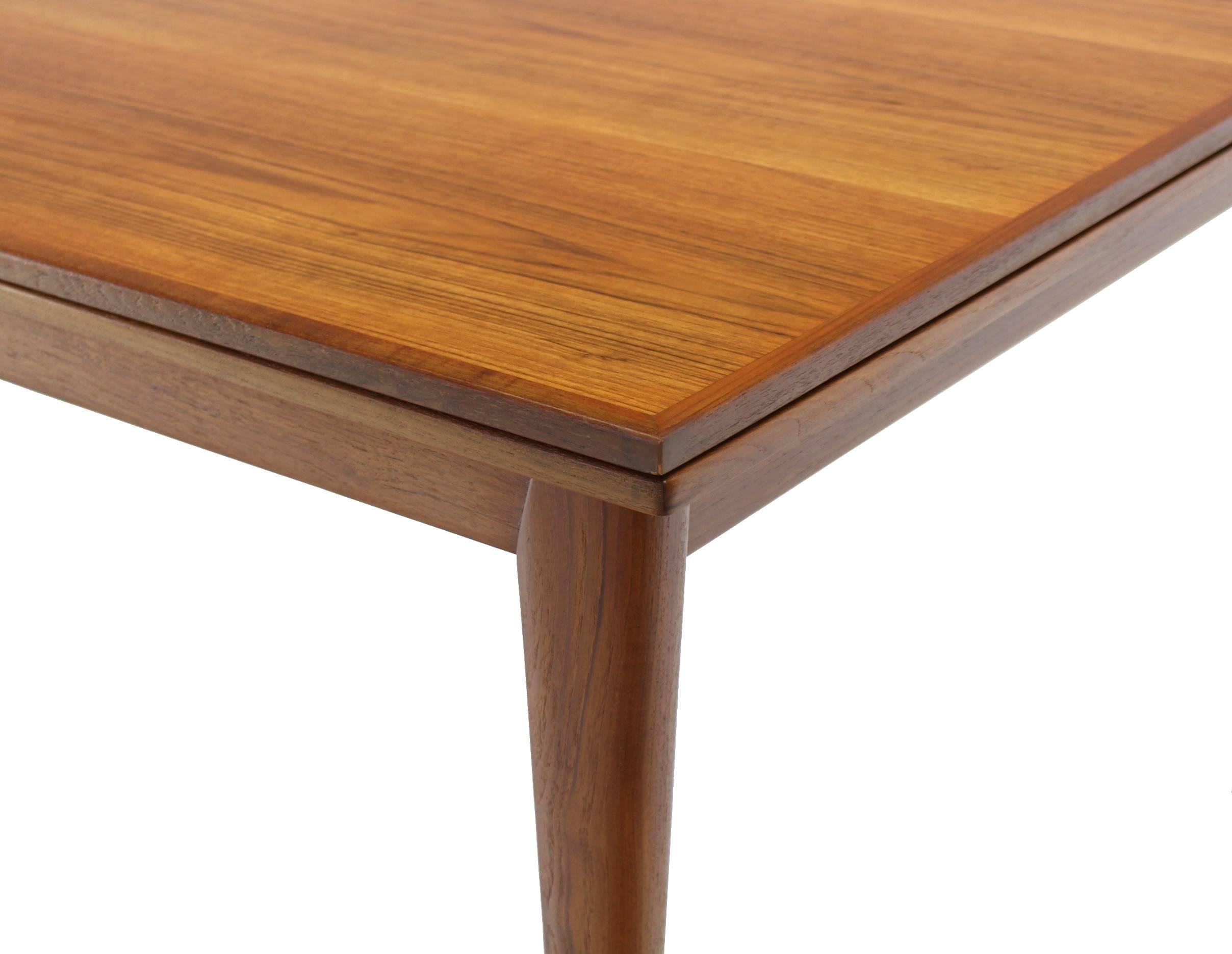 Mid-Century Modern Large Heavy Tapered Legs Danish Modern Teak Table For Sale