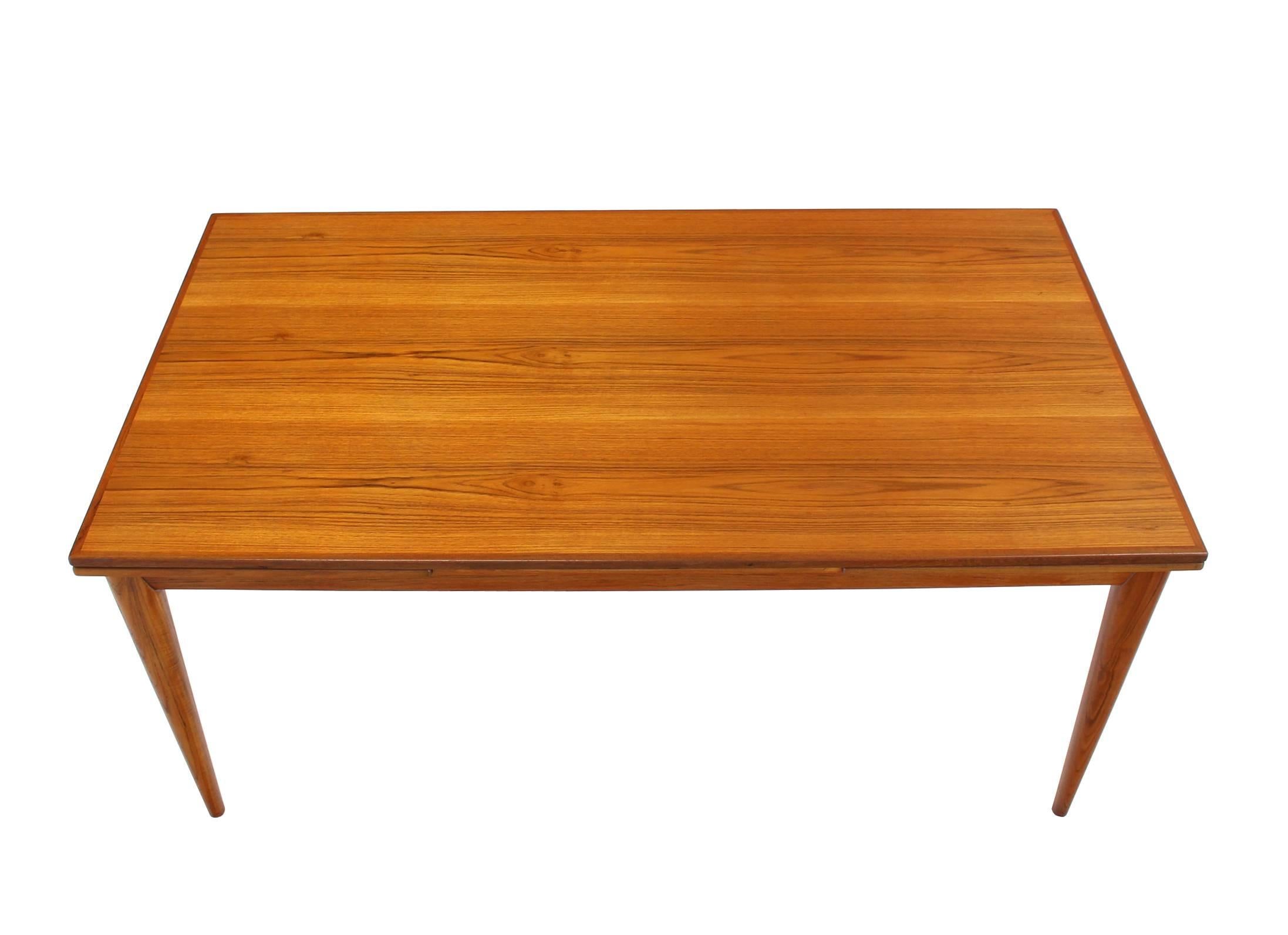 Large Heavy Tapered Legs Danish Modern Teak Table For Sale 1