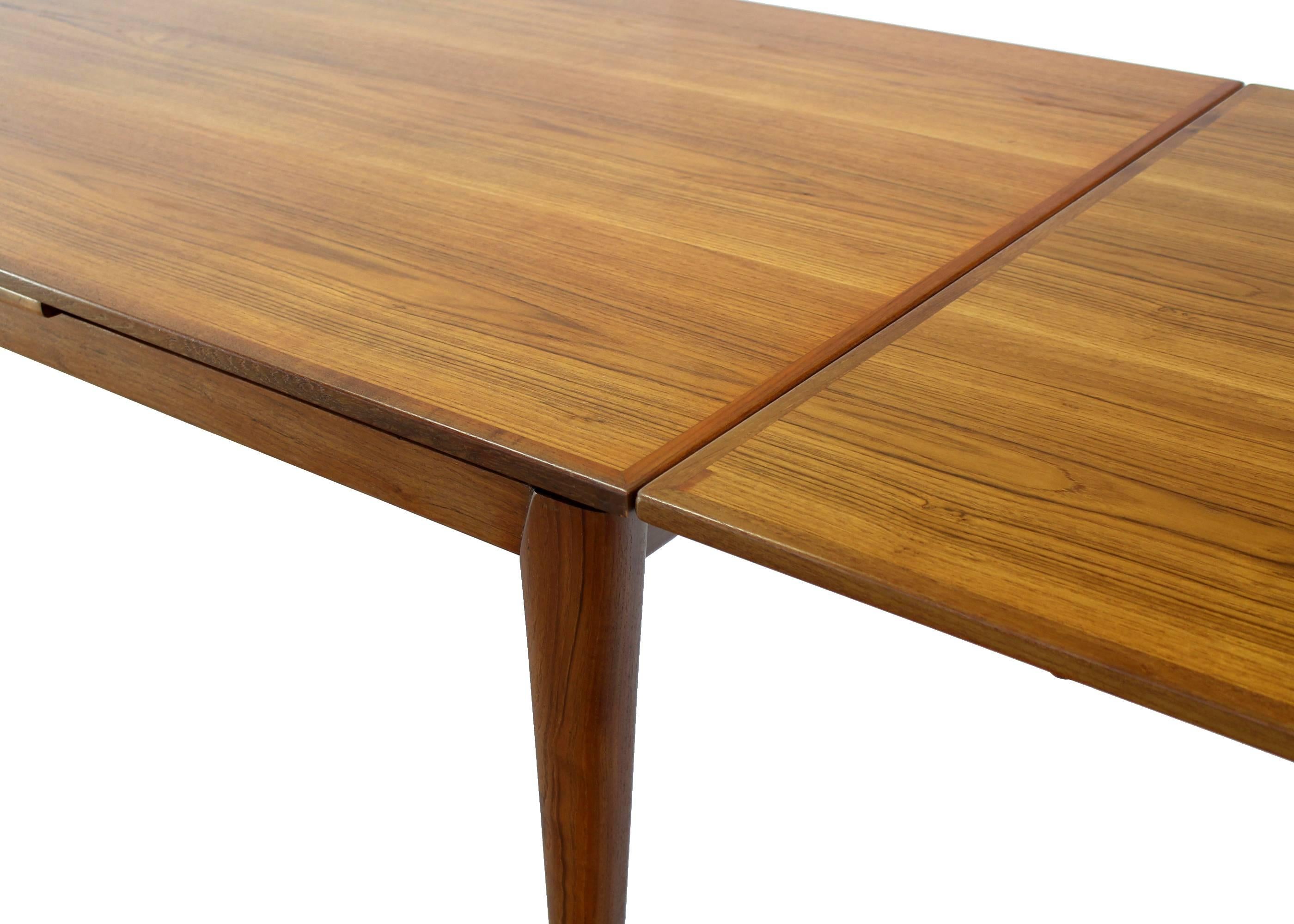 20th Century Large Heavy Tapered Legs Danish Modern Teak Table For Sale