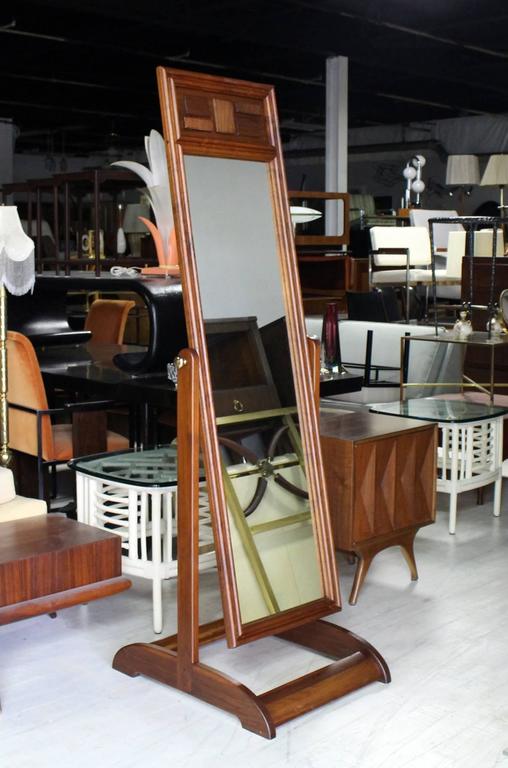 Walnut Cheval Floor Mirror