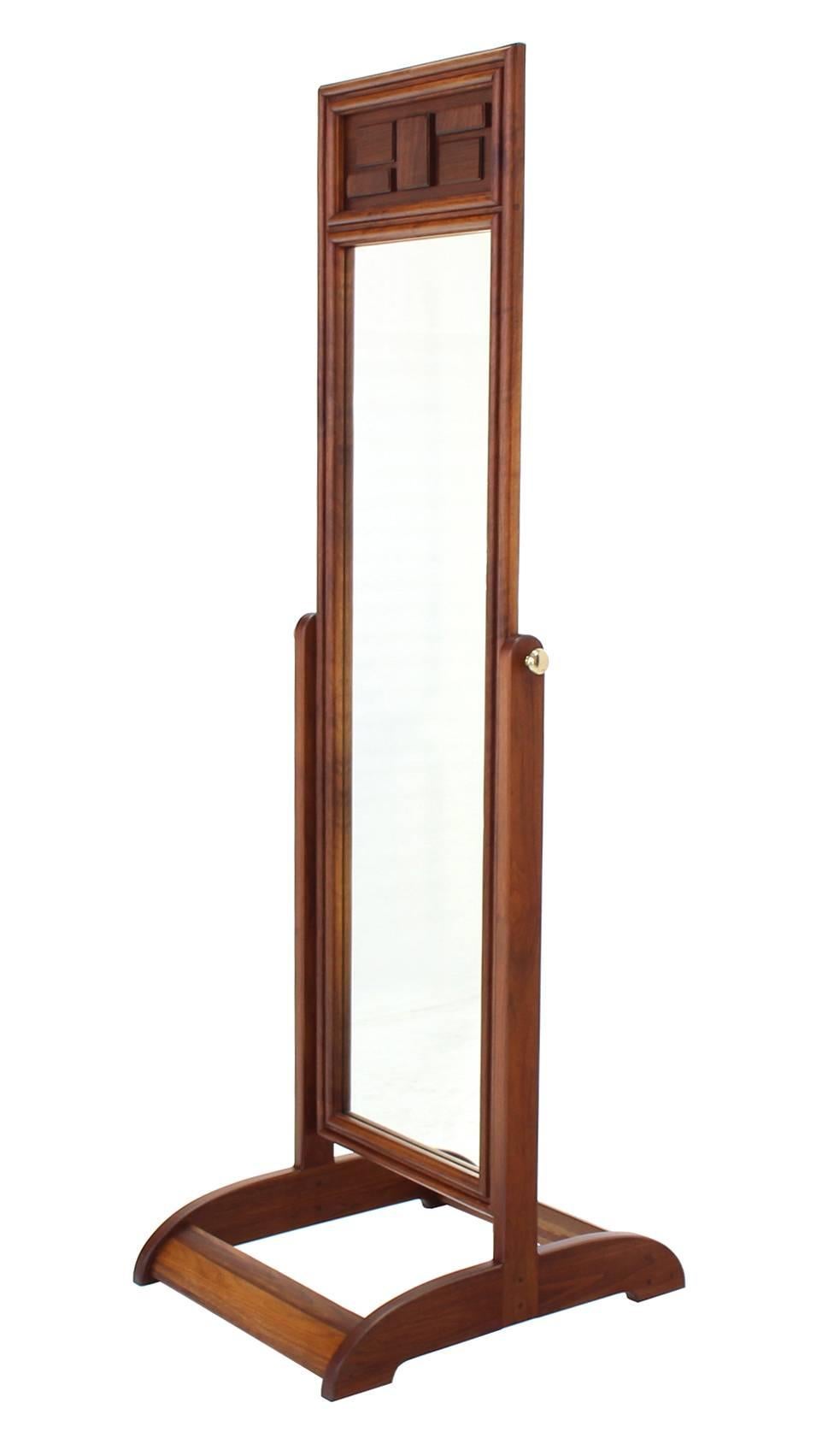 Mid-Century Modern Walnut Cheval Floor Mirror