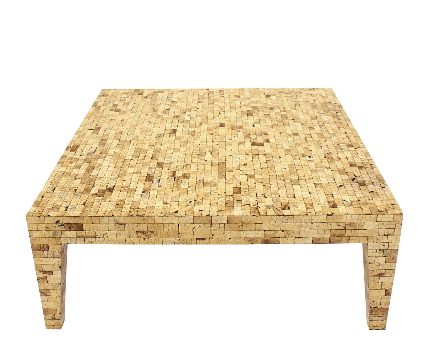 Mid-Century Modern Large Rectangle Faux Egg Shell Coffee Table For Sale