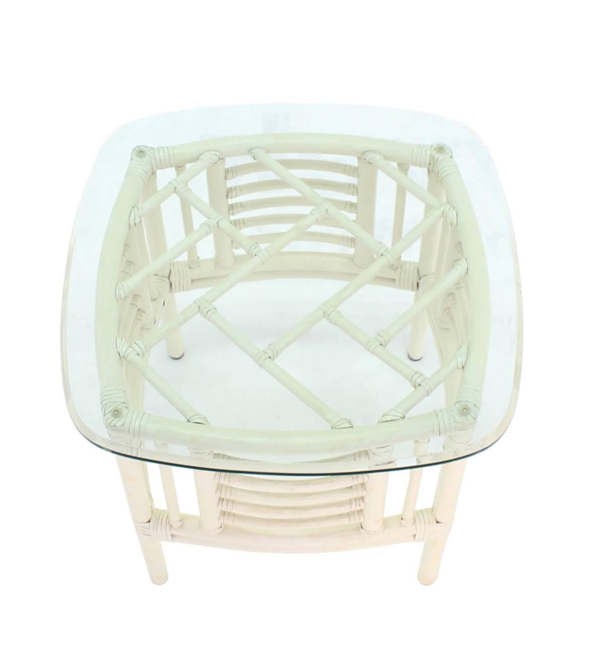 rattan side table white