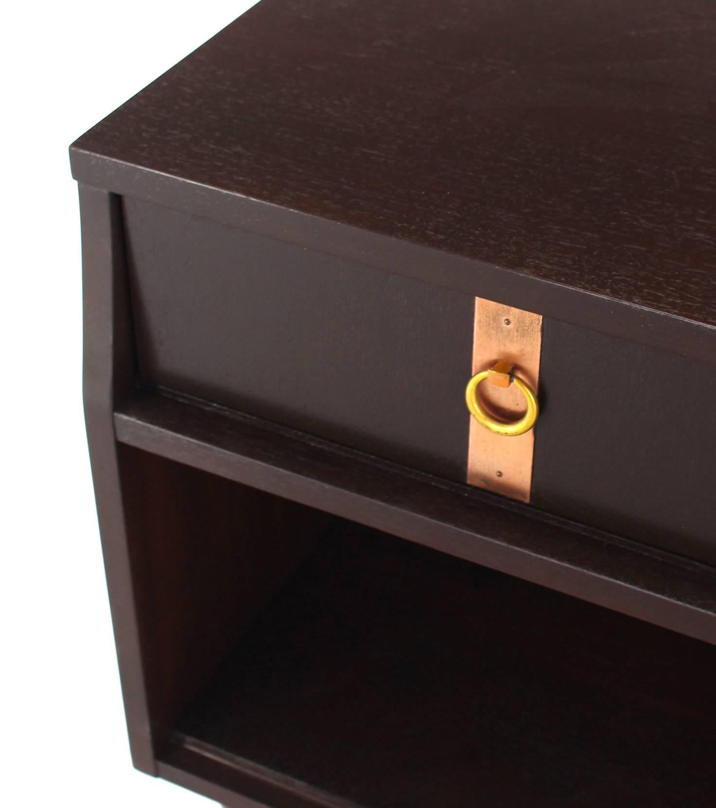 American Pair of Ebonized Mid Century Modern Nightstands For Sale