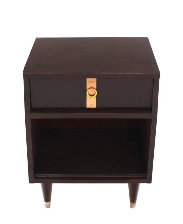 Pair of Ebonized Mid Century Modern Nightstands For Sale at 1stDibs