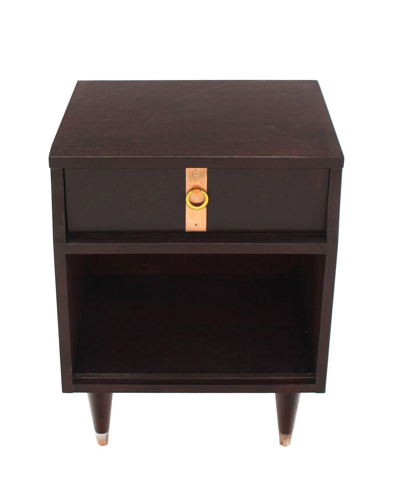 Pair of Ebonized Mid Century Modern Nightstands For Sale 1