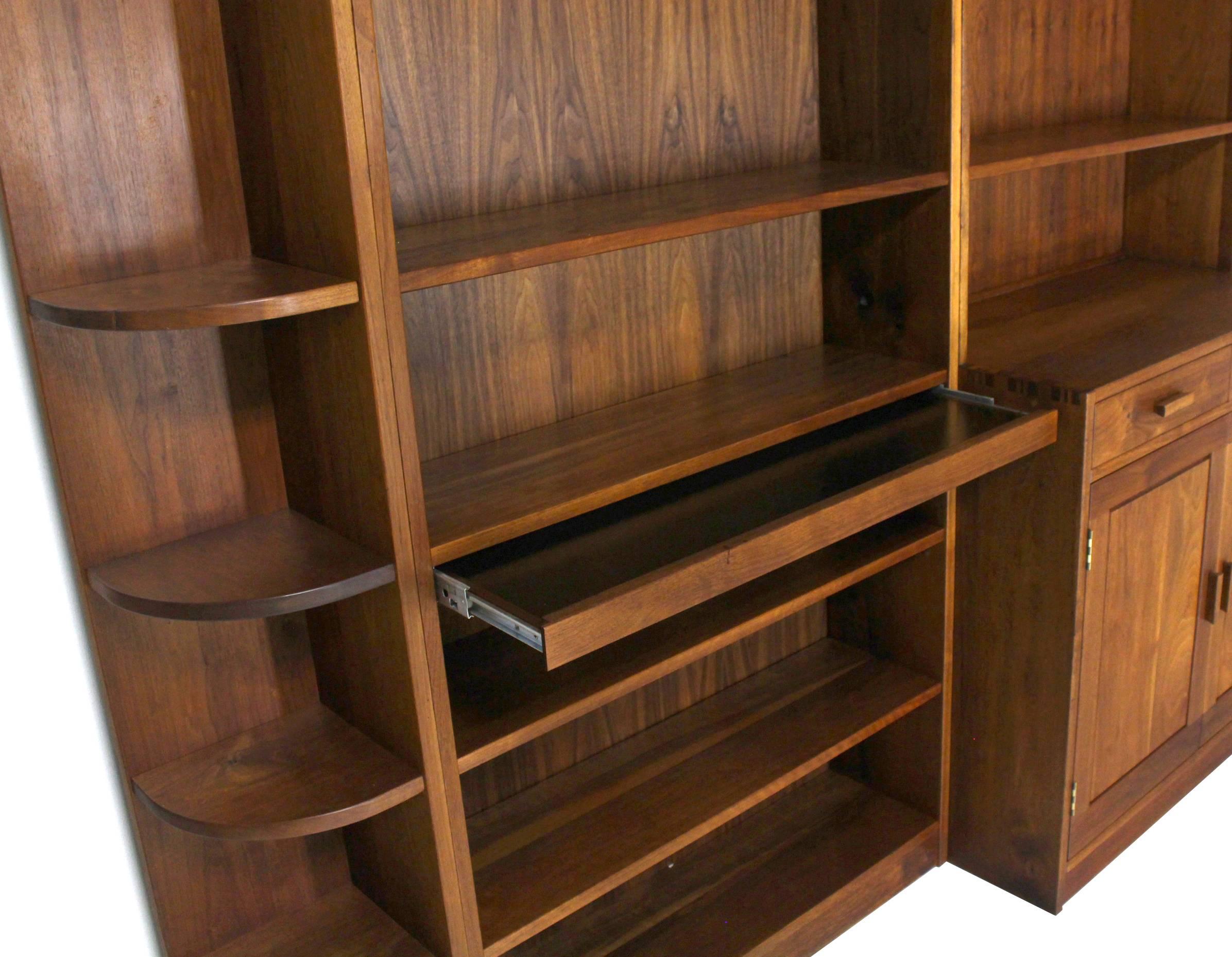 Oiled Large All Solid Walnut Shelving Wall Unit Bookcase Nakashima Style