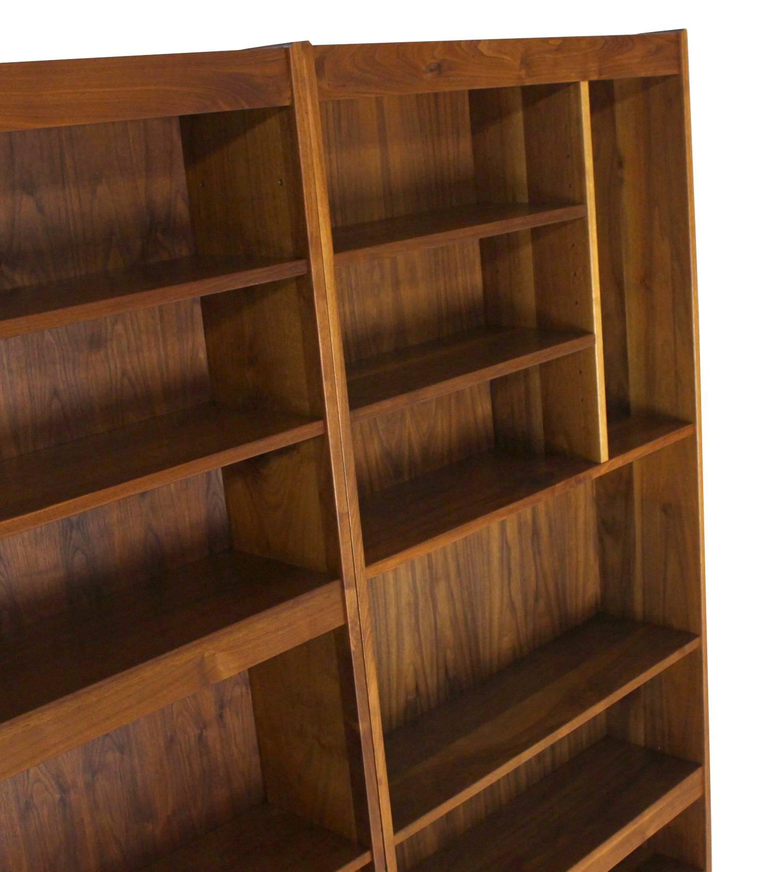 20th Century Large All Solid Walnut Shelving Wall Unit Bookcase Nakashima Style