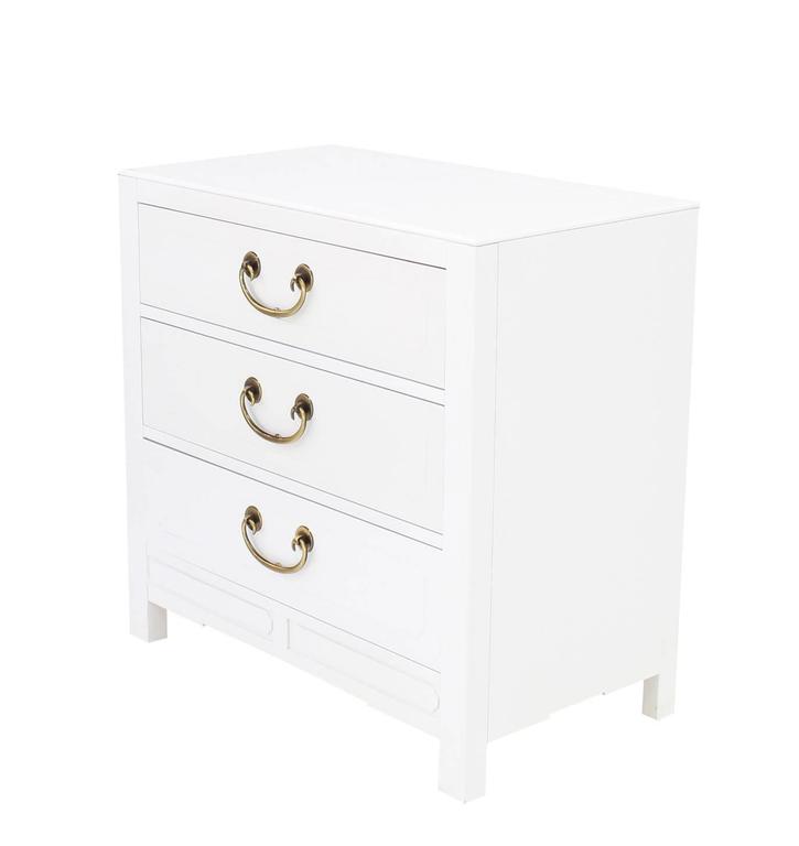 Pair of White Lacquer Brass Pulls Bachelor Chests or Dressers For Sale ...