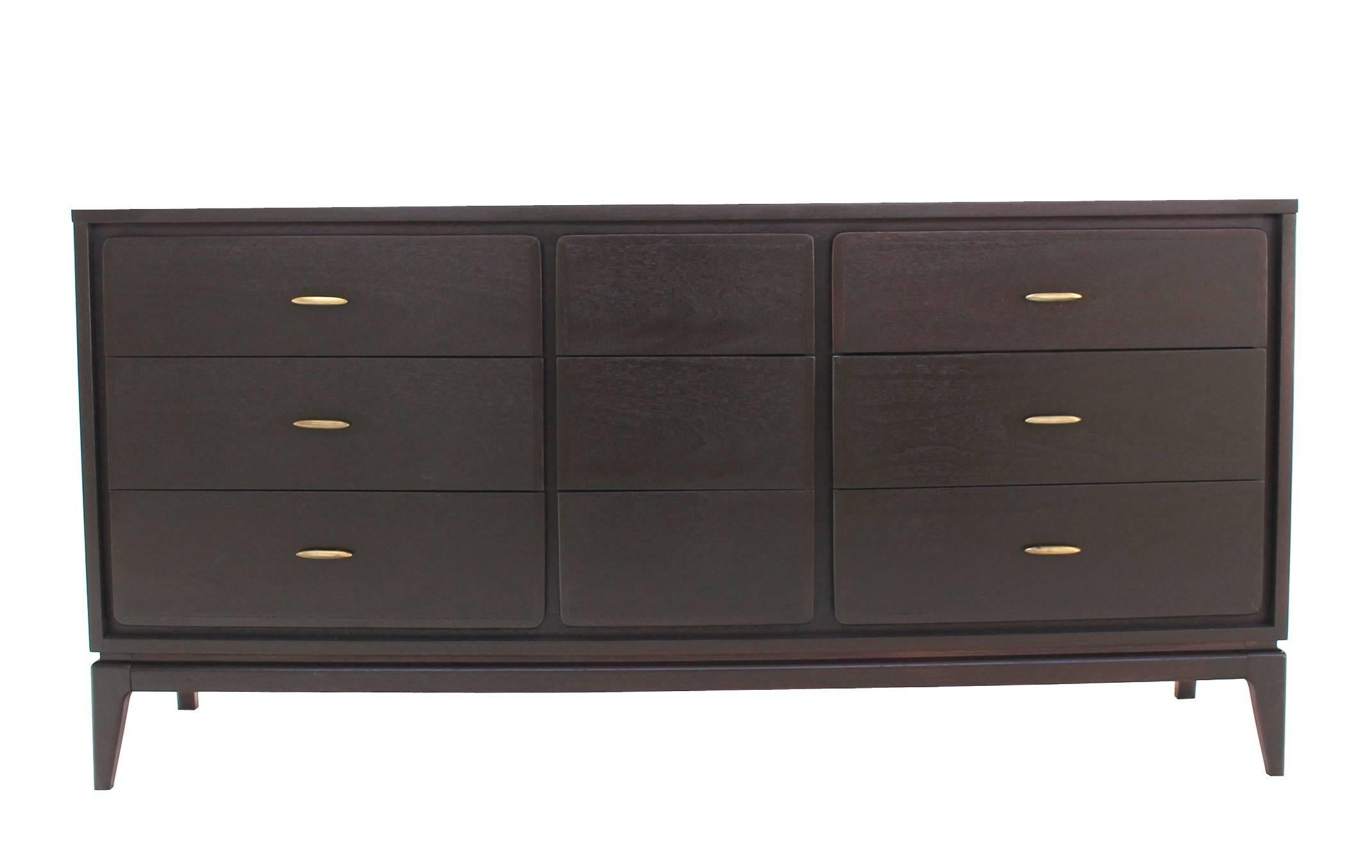 Very nice Mid-Century Modern ebonized five-drawer dresser