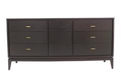 Mid Century Modern Ebonized Five Drawer Dresser