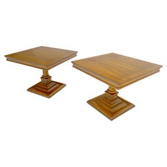 Pair of Baker American Walnut 20x20" Square Side End Lamp Tables Stands MINT!