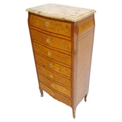Very Fine Antique 7 Drawers Lingerie Chest of 7 Dovetail Drawers Marble Top MINT