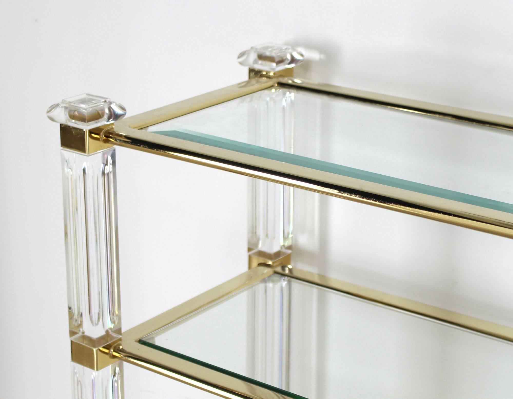 Lucite and Brass Console Table and Matching Mirror 1