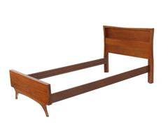 Pair of Walnut Twin Beds Headboards on Sculpted Legs