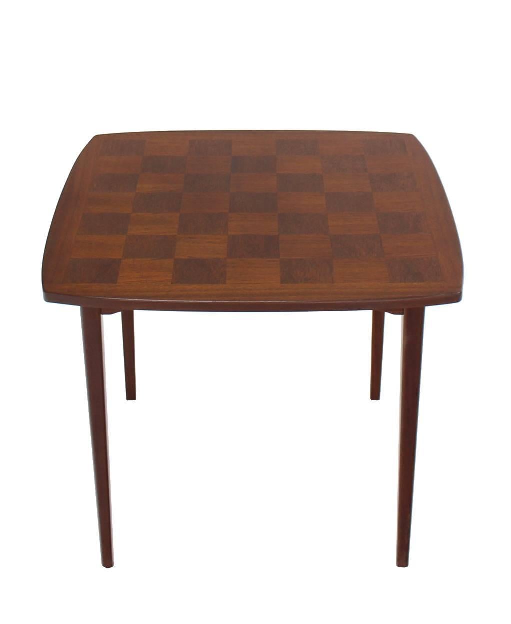 American Danish Mid-Century Modern Parquetry Top Game Table