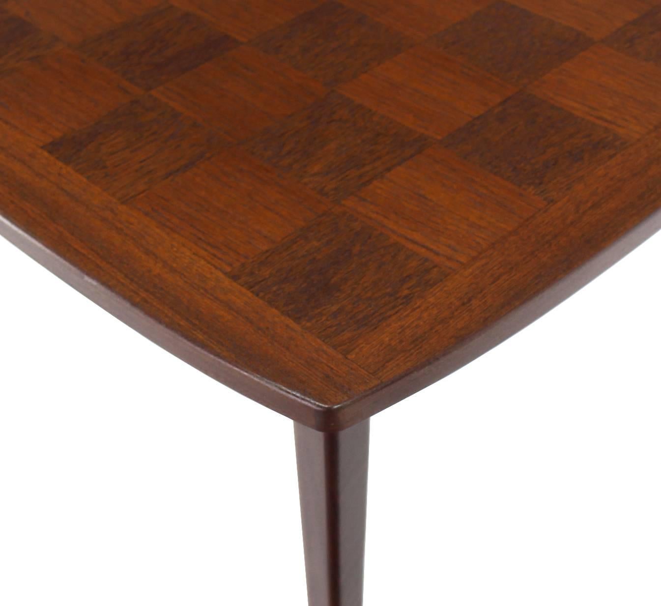 Danish Mid-Century Modern Parquetry Top Game Table In Excellent Condition In Rockaway, NJ