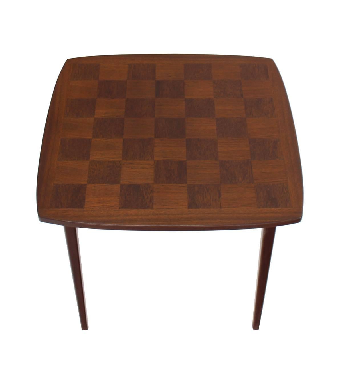 Danish Mid-Century Modern Parquetry Top Game Table 1