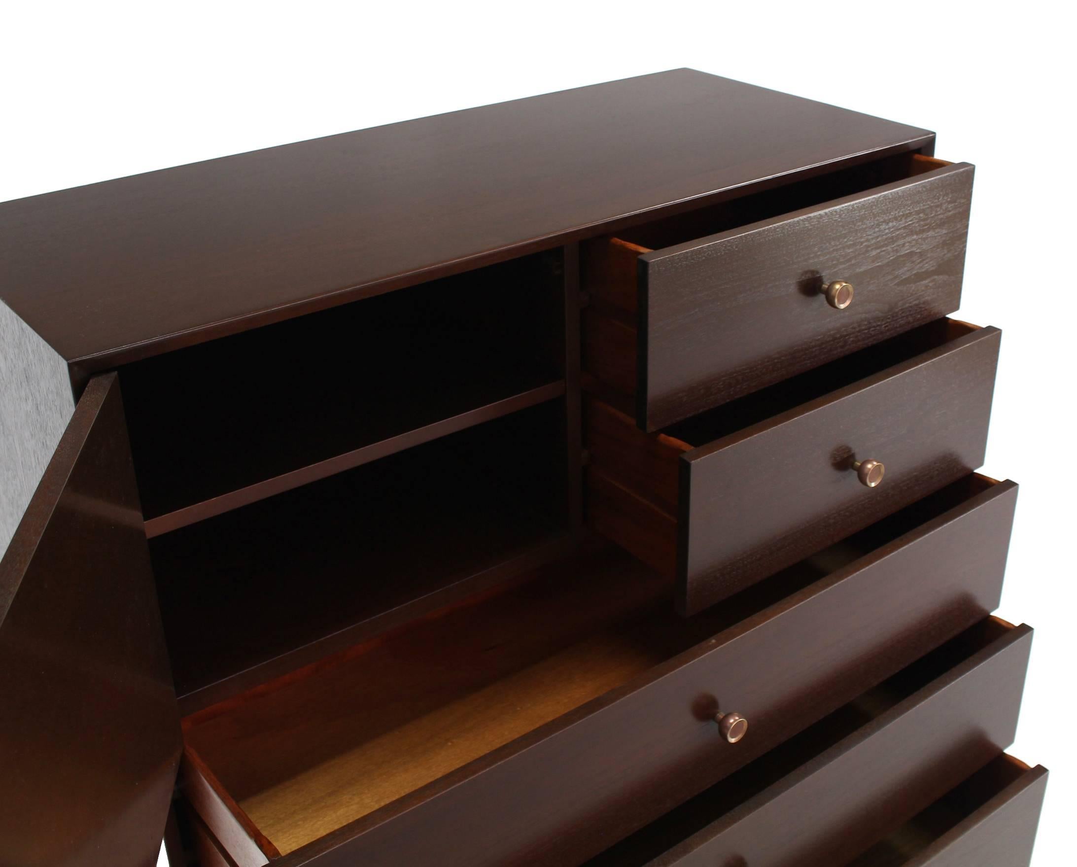 Mid Century Modern Walnut High Chest Dresser For Sale 1