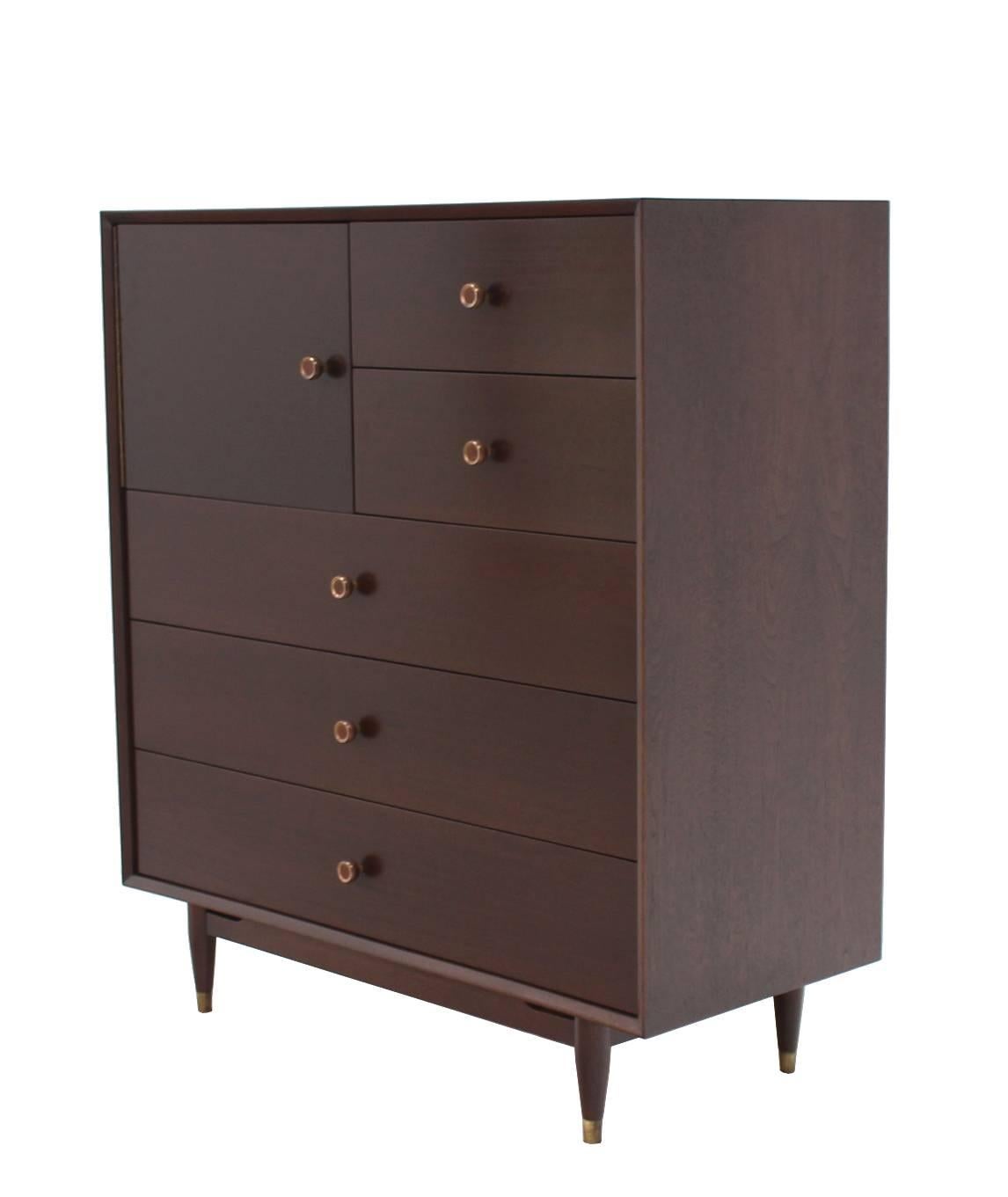 Mid Century Modern Walnut High Chest Dresser For Sale 2