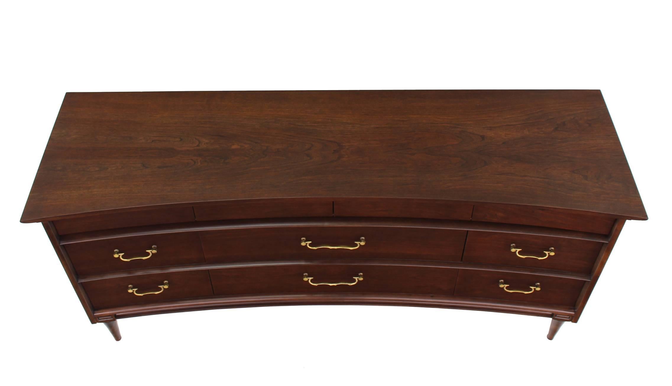 American Concave Top Mid Century Modern Walnut Dresser