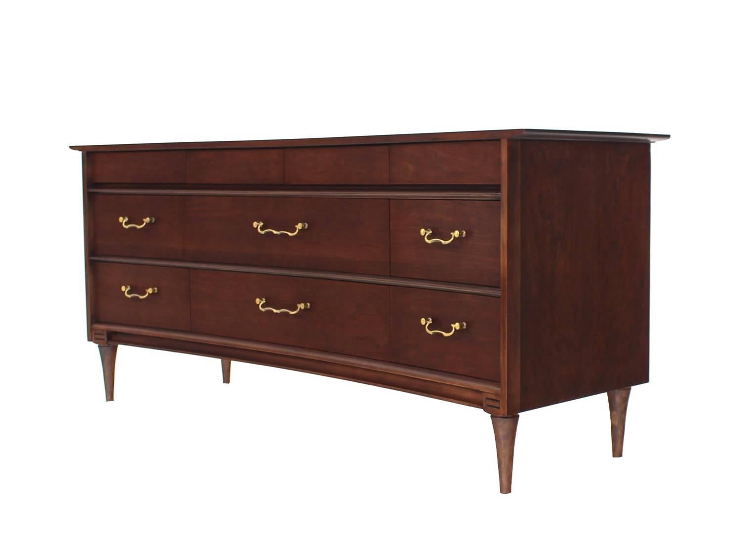 Lacquered Concave Top Mid Century Modern Walnut Dresser