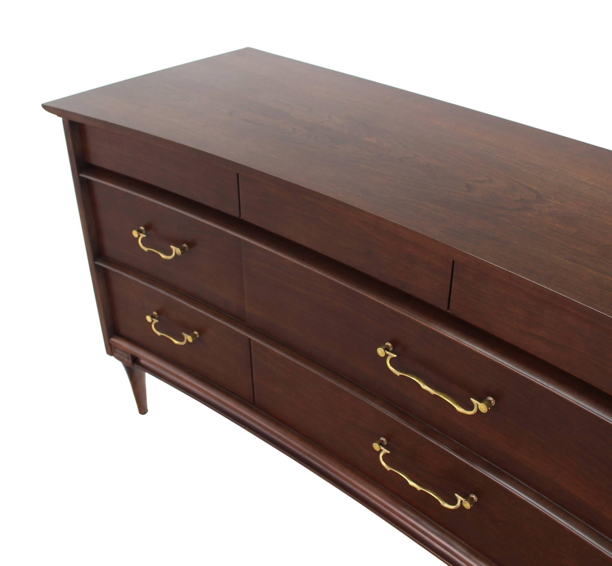 20th Century Concave Top Mid Century Modern Walnut Dresser