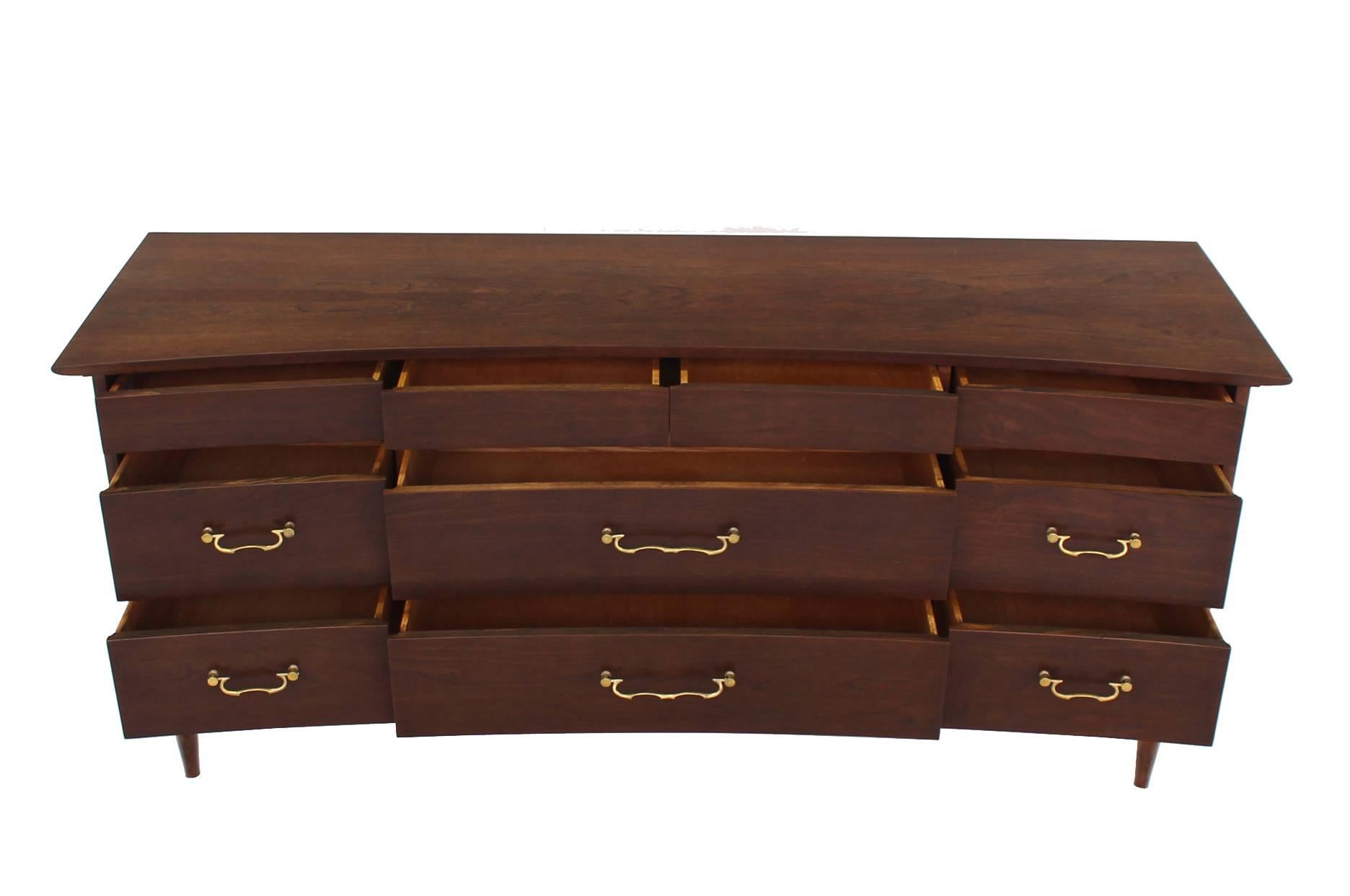 Concave Top Mid Century Modern Walnut Dresser 1