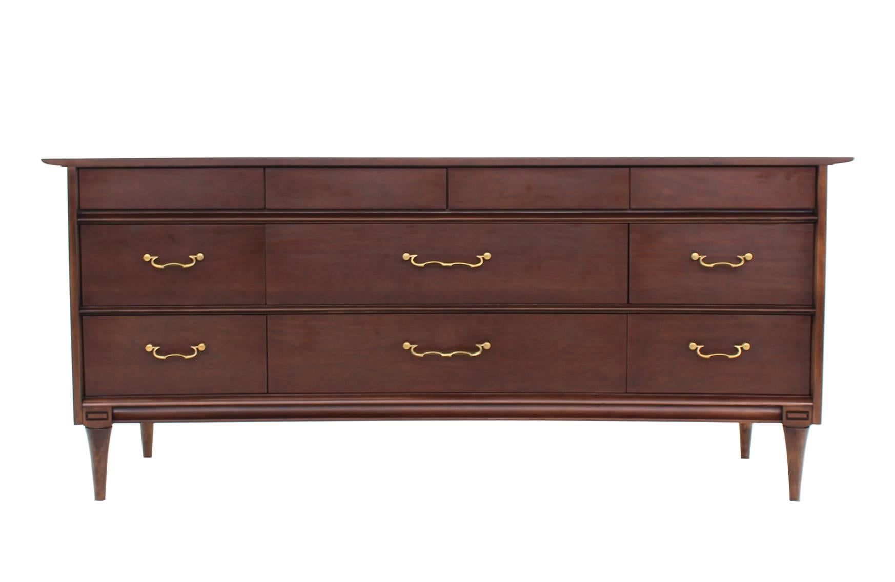 Concave Top Mid Century Modern Walnut Dresser 3