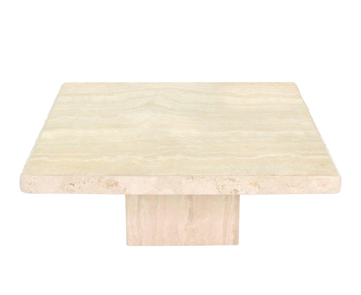 Square Solid Travertine Coffee Table For Sale at 1stdibs