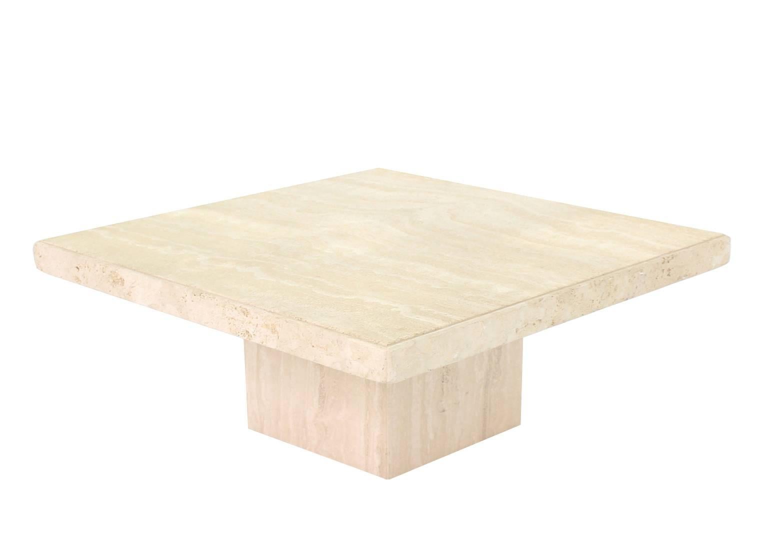 20th Century Square Solid Travertine Coffee Table