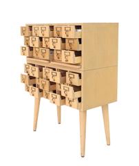 Multi Drawer  Vintage All Solid Wood Index Card File Cabinet