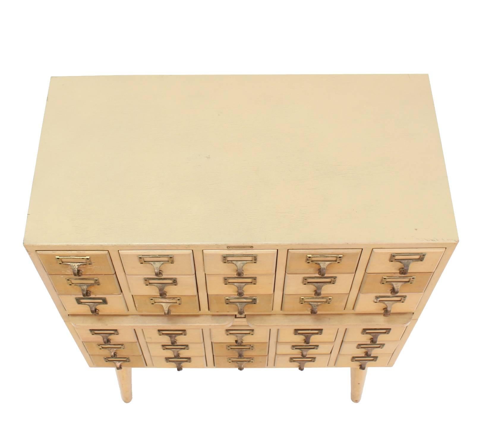 Multi Drawer  Vintage All Solid Wood Index Card File Cabinet In Good Condition In Rockaway, NJ