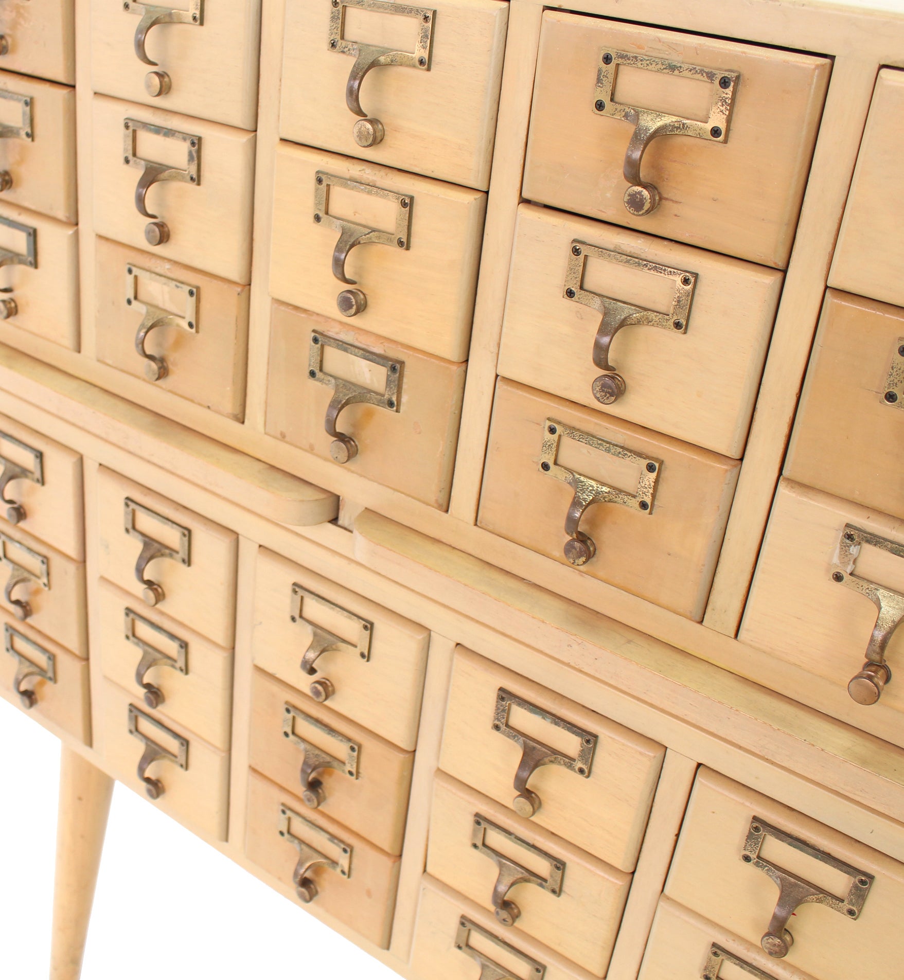 Multi Drawer Vintage All Solid Wood Index Card File Cabinet At 1stdibs