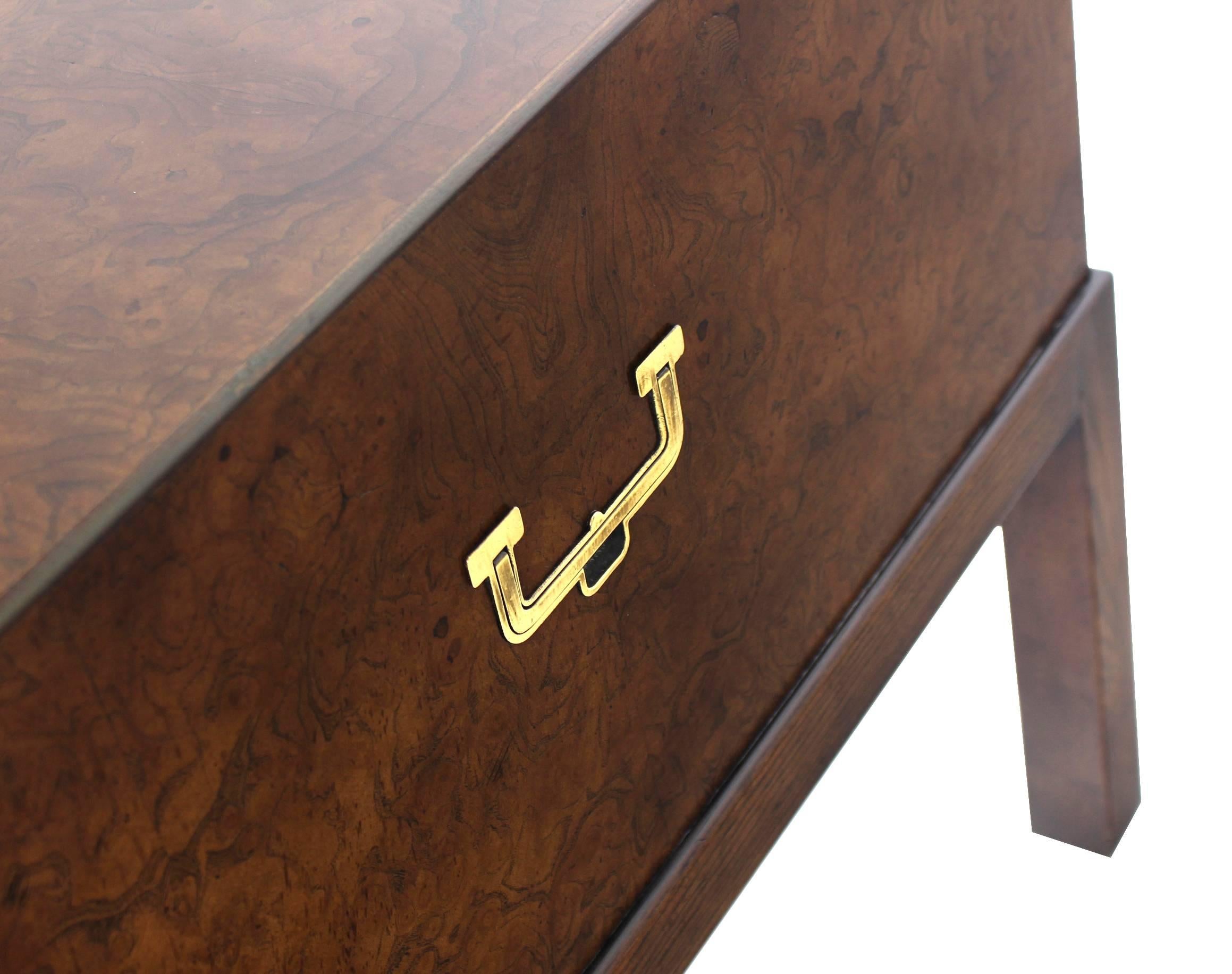 Campaign Style Burl Wood End Side Table 2