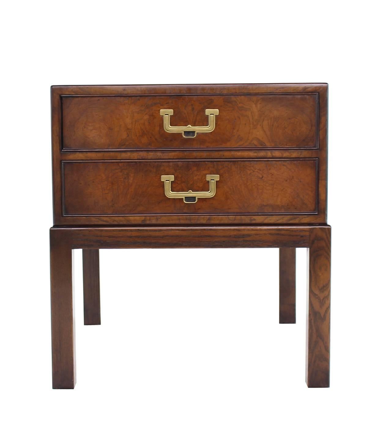 Campaign Style Burl Wood End Side Table 3