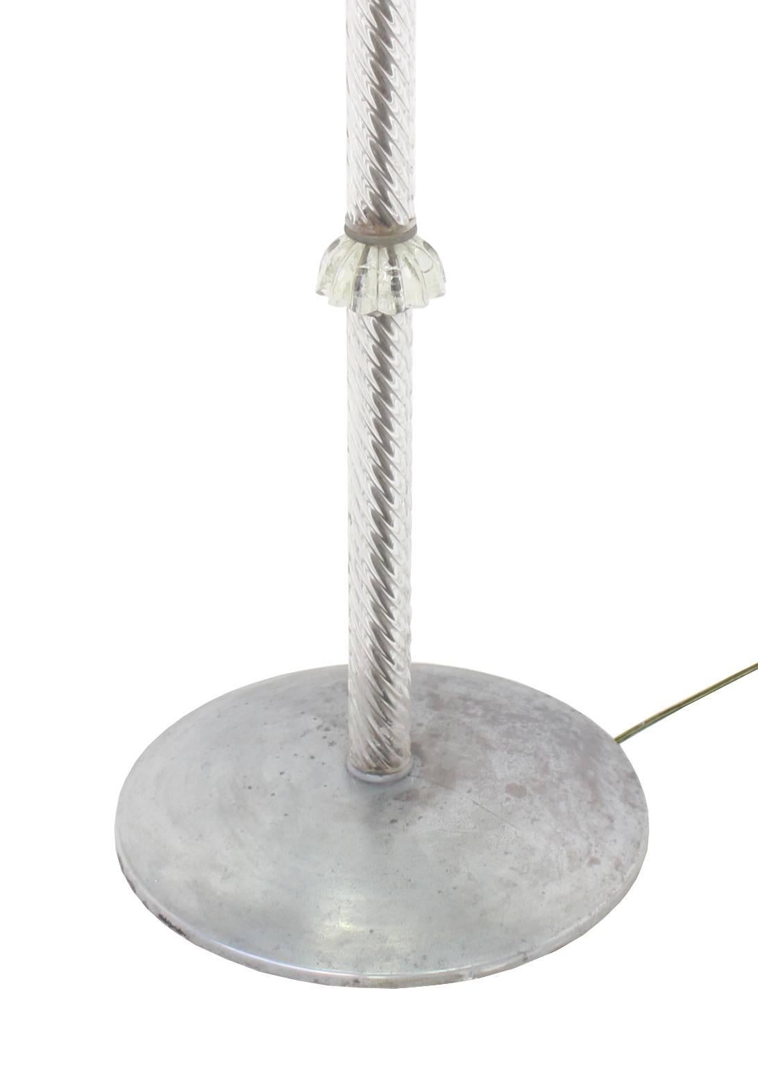 American Twisted Glass Pole Floor Lamp For Sale