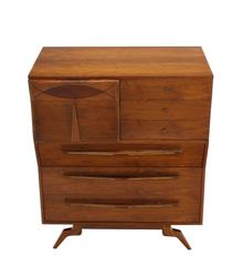 Unusual Sculptural Design Mid-Century Modern Walnut High Chest Dressser