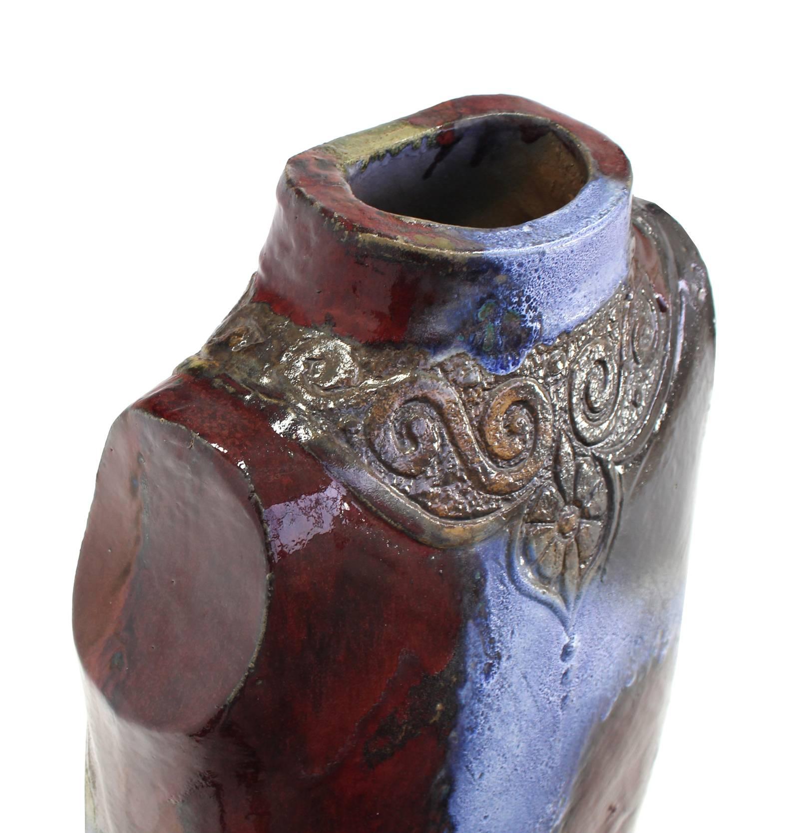 American Large High Glazed Fired Ceramic Woma Torso Art Vase For Sale